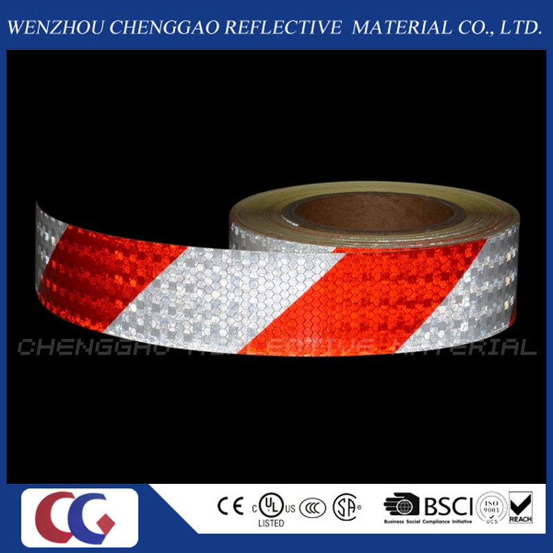 Red and White PVC Stripe Caution Reflective Adhesive Tape (C3500-S)