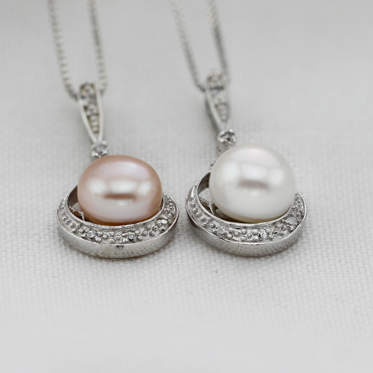Pearl Pendants Wholesale 9-10mm Button Shape Fashion Natural Freshwater Pearl Pendant