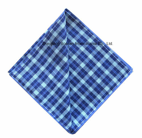 Promotion Customized Checked Blue Printed Yarn Dyed Men's Big Handkerchief