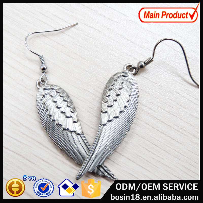 Retro Silver Plated Wing Eardrop Fashion Earring #21305