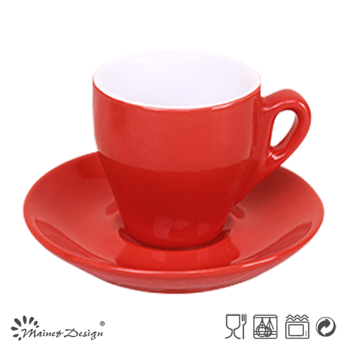 Matte Ceramic Coffee Mug & Saucer with Metal Rack