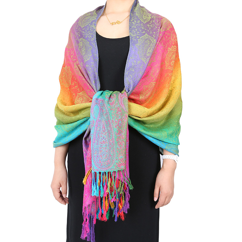 Lady Fashion Pashmina Rainbow Soft Wrap Scarf