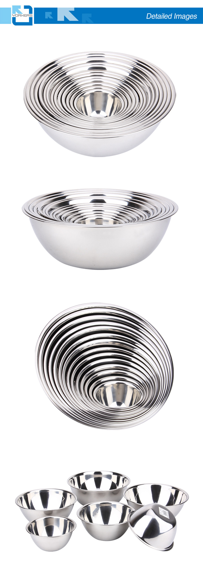 Original Color Stainless Steel Mixing Bowl Set Cookware Set 