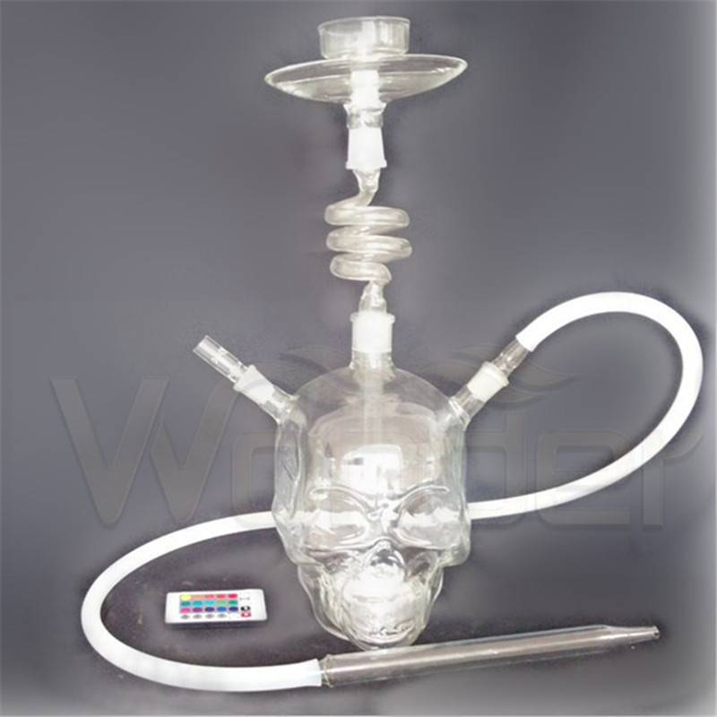 Crossbones Style Glass Hookahs with LED Light