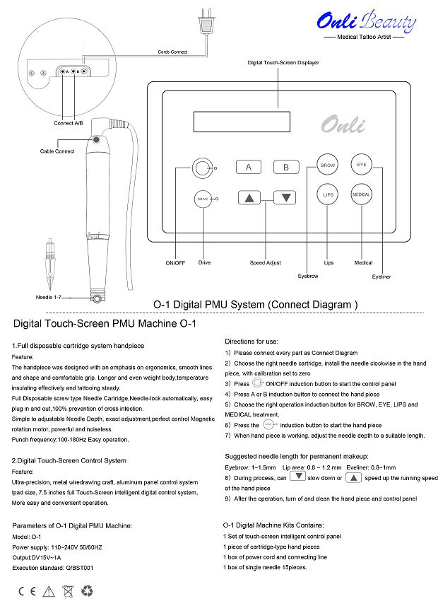 Onlibeauty Touch Screen Digital Permanent Makeup Machine O-1