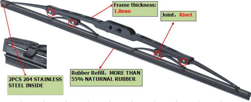 1.2mm Thickness Traditonal Metal Frame Wiper Brush