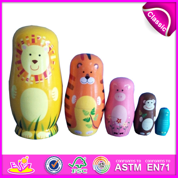 2016 Colorful Russia Wooden Toy, Matryoshka Wooden Dolls Toy, Intellectual Baby Wooden Toy W06D038