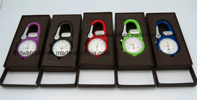 Japan Movement Carabiner Mini Clip Microlight Watch for Outdoor