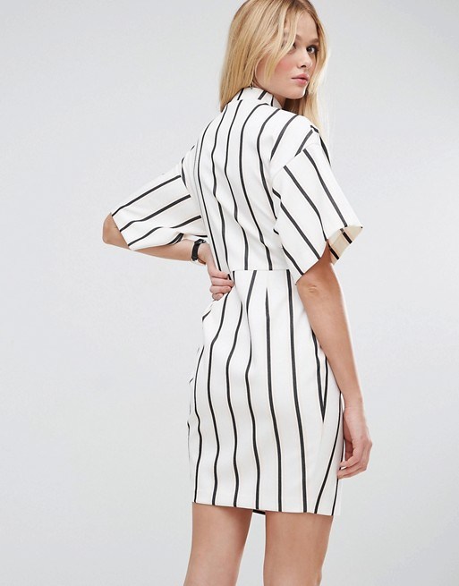 Wrap Stripe Dress with Choker Detail