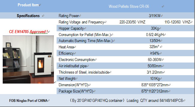 White Wood Pellet Stove with CE