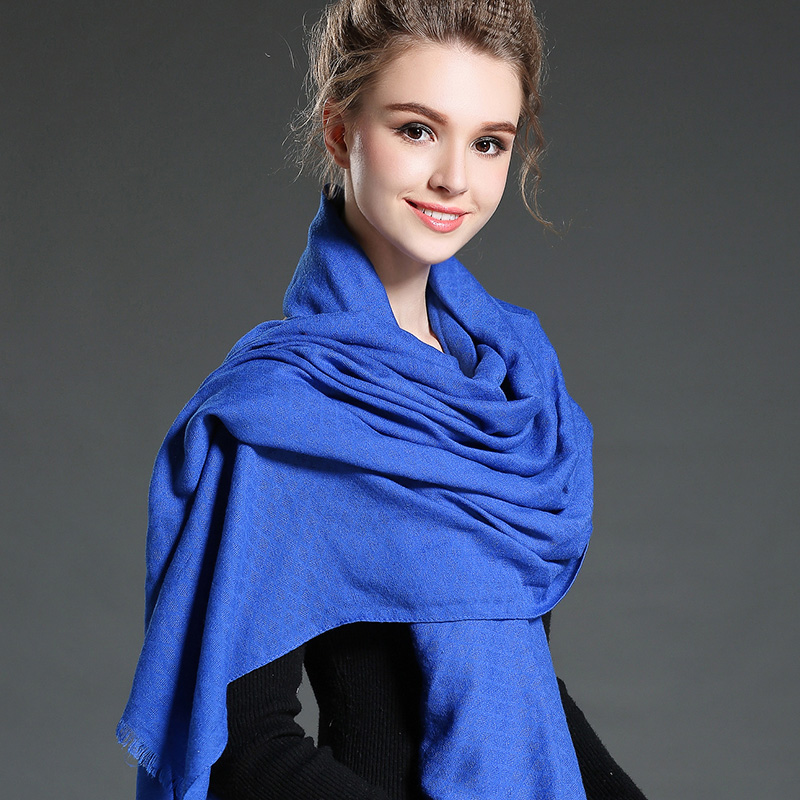 Women in Winter to Keep Warm Plain Blue Polyester Scarf Shawl