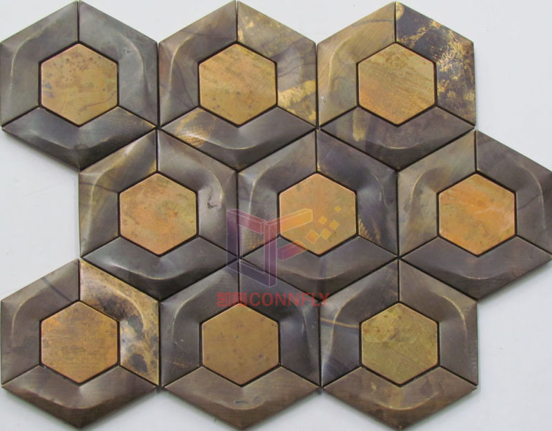 Hexagon Shape Crystal Mix Mirror Face Stainless Steel Mosaic (CFM1026)