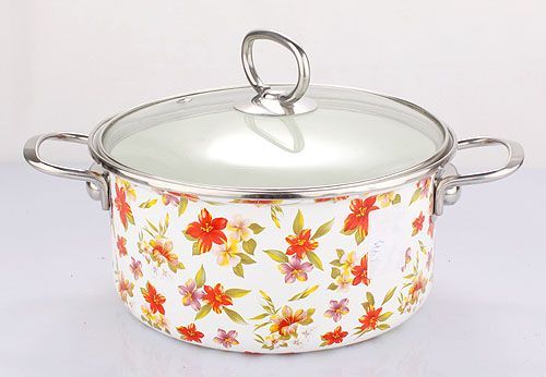 Enamel Casserole with All Flower Decals (LF-A001)