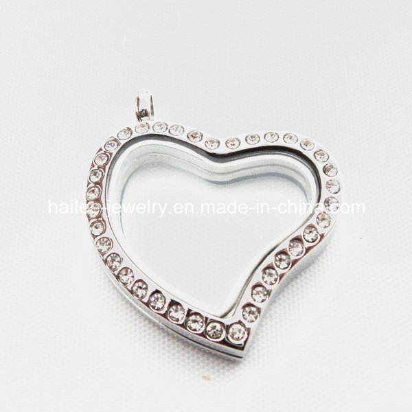 Stainless Steel Heart Floating Glass Jewellery Pendant