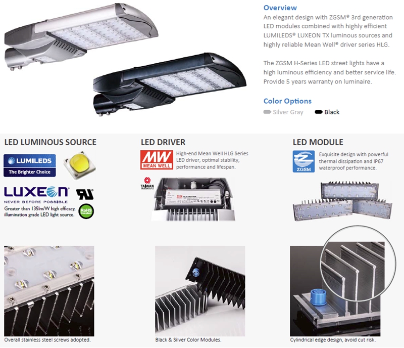 100W LED Street Light with UL DLC CE SAA for All Markets