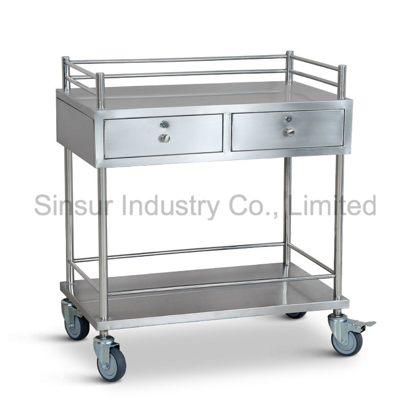 Hospital Instrument Emergency Use Stainless Steel Medical Trolley