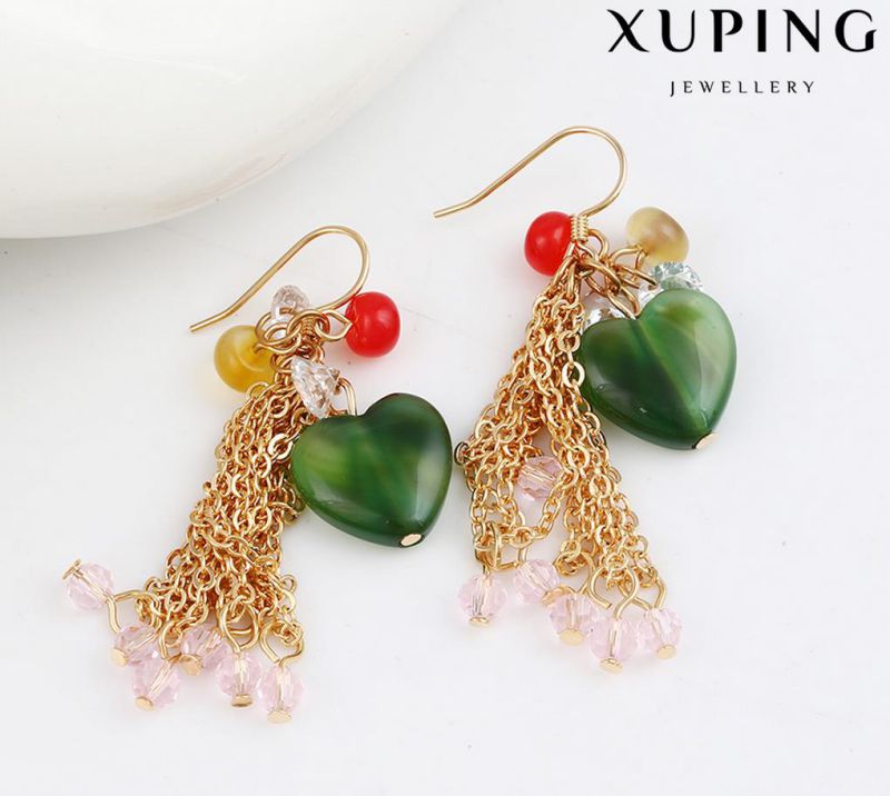 92234 Fashion Heart-Shaped Stone Jewelry Eardrop in 18k Gold-Plated