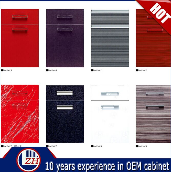 Cabinet Door Designs with Handles and PVC Edge Banding (customized)