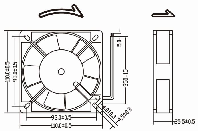 Slim 110mm AC Fan 110*110*25mm High Performance 240V Industrial Ventilation Fan