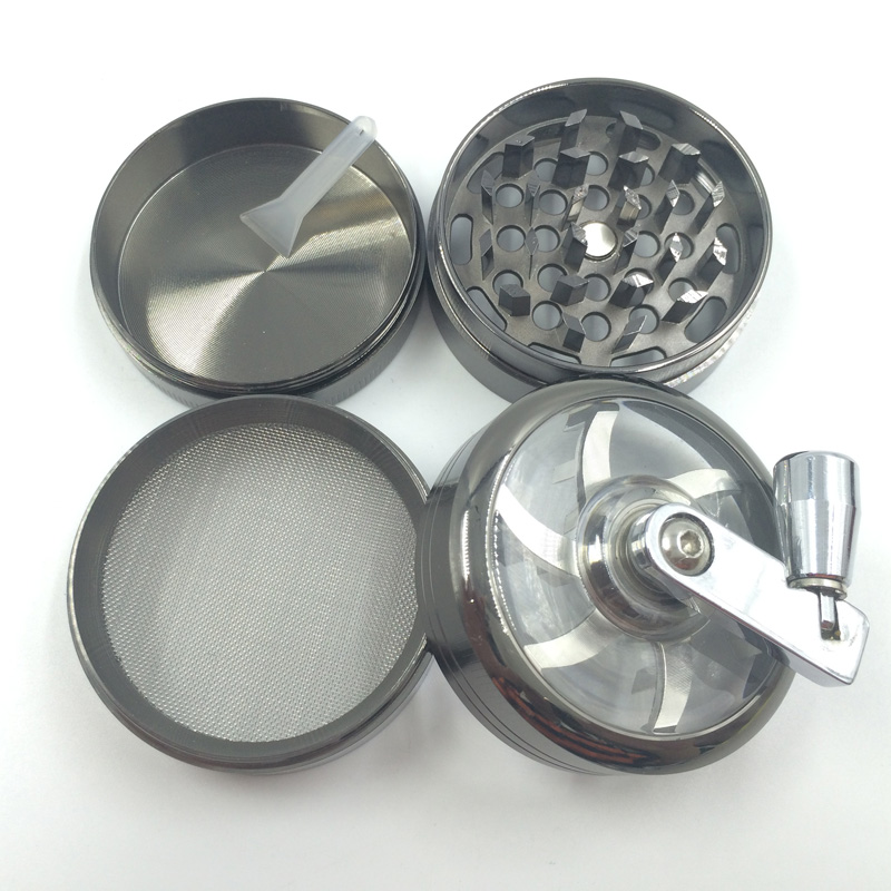 Top Quality Metal Cigarette Herbal Manual Grinder with Hand Crank (ES-GD-001-1)