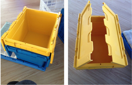 Plastic Turnover Storage Box with Hinged Lids