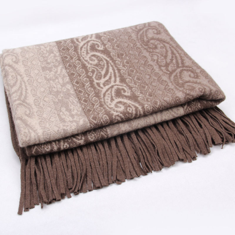 Fashion 100% Cashmere Jacquard Blanket (13-BRHZ1212-3)