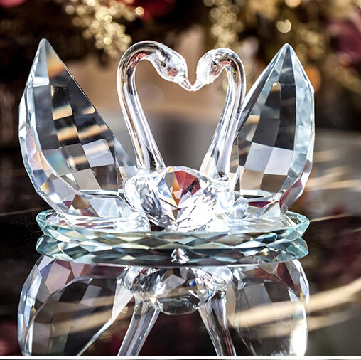 Pink Crystal Swan Set for Wedding Gifts Decoration (ks03045)
