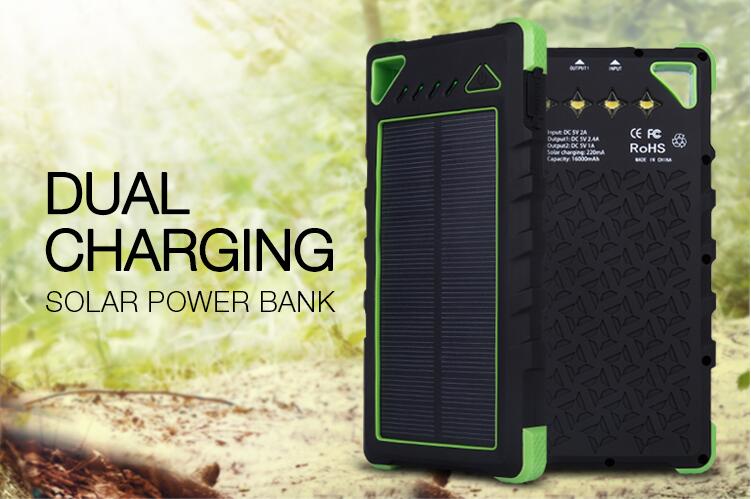 Solar Powerbank/Waterproof 16000mAh Mobile Solar Charger