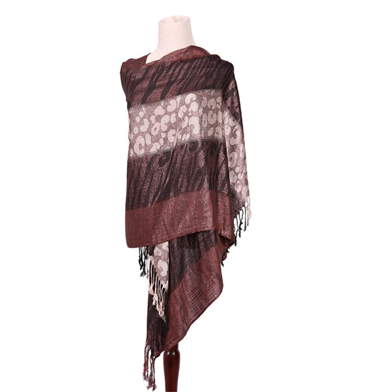 New Style Winter Viscose Scarf Khaki Long Jacquard Shawl Ladies Pashmina