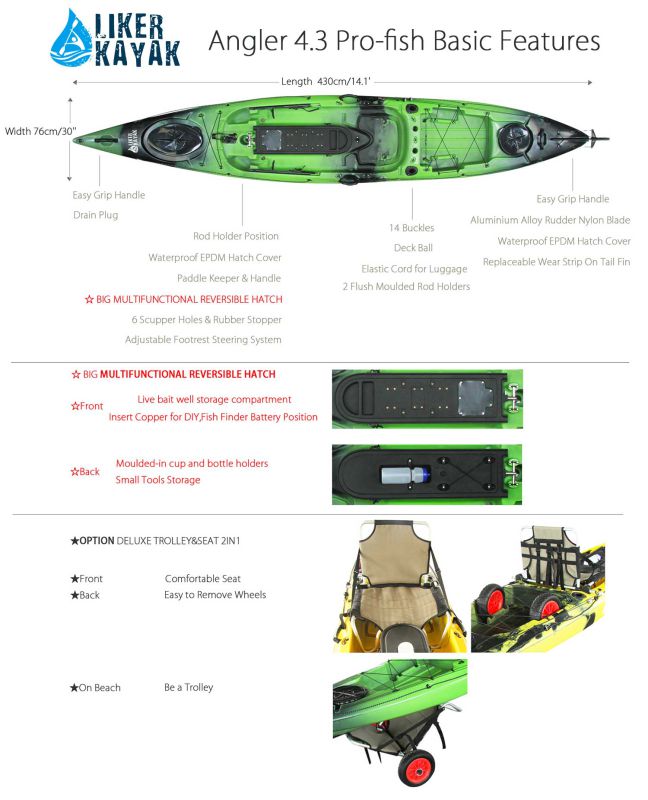 2016 New Designed Fishman HDPE Kayak Wholesaler