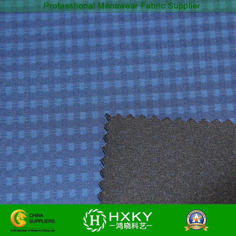 Memory Compound Poly Fabric with Checked Dobby for Garment