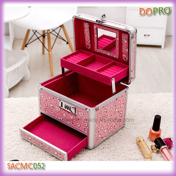 Cute Pink Small Size Aluminum Jewellery Travel Case (SACMC052)