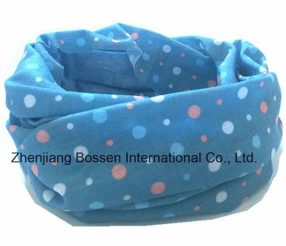 OEM Produce Customized Logo Blue Girl's Printed Polyester Tubular Buff Bandana