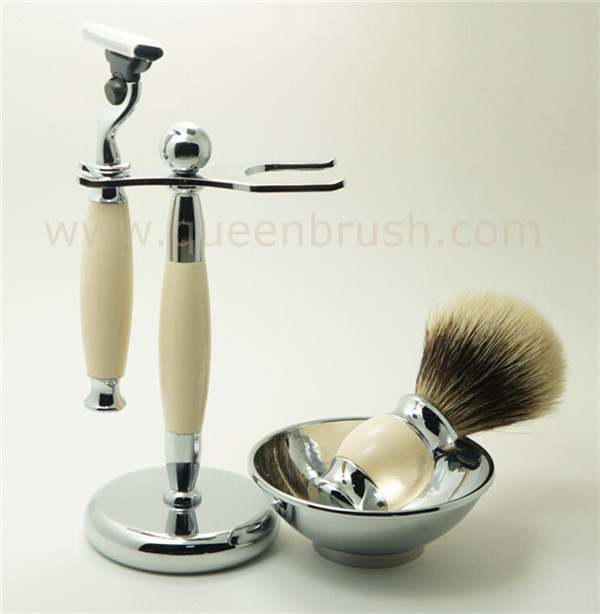 Luxurious High-End Man Care Silicone Shaving Brush Kit with Best Badger Hair