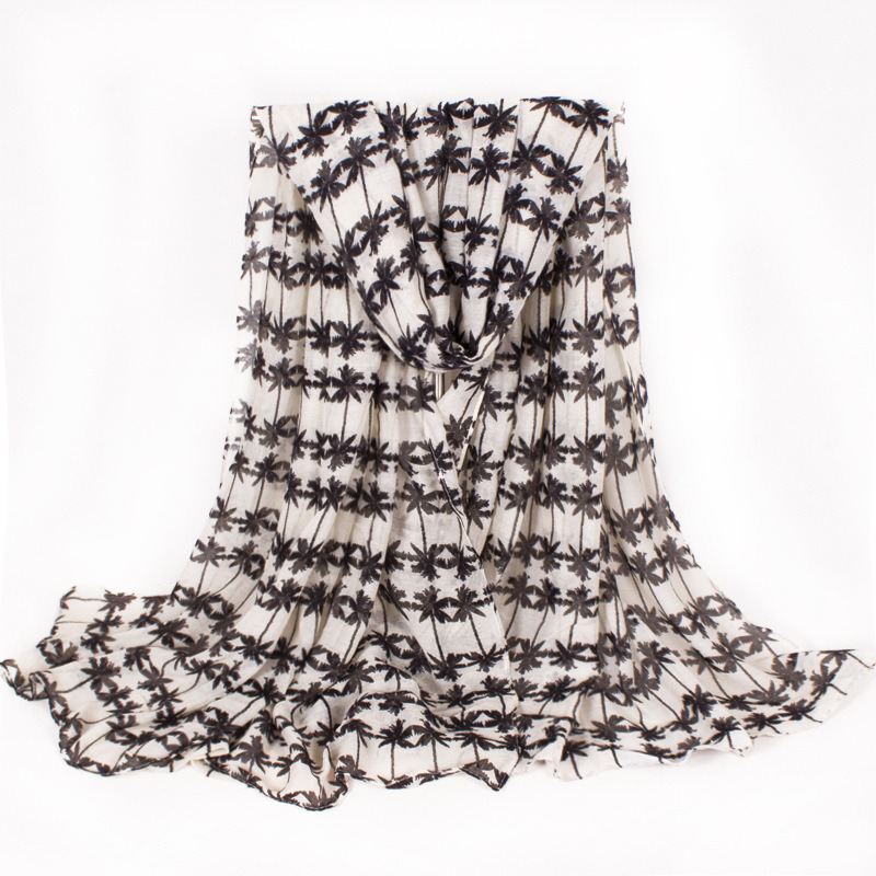 Women's Coconut Tree Printing Super Soft Woven Shawl Scaf (SW135)