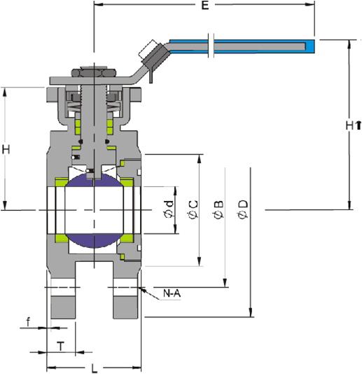 Wafer Type Ball Valve with Direct Mounting Pad ASME 150lbs