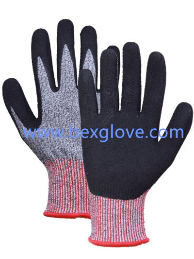 Cut Resistant Glove, Nitrile Sandy Finish