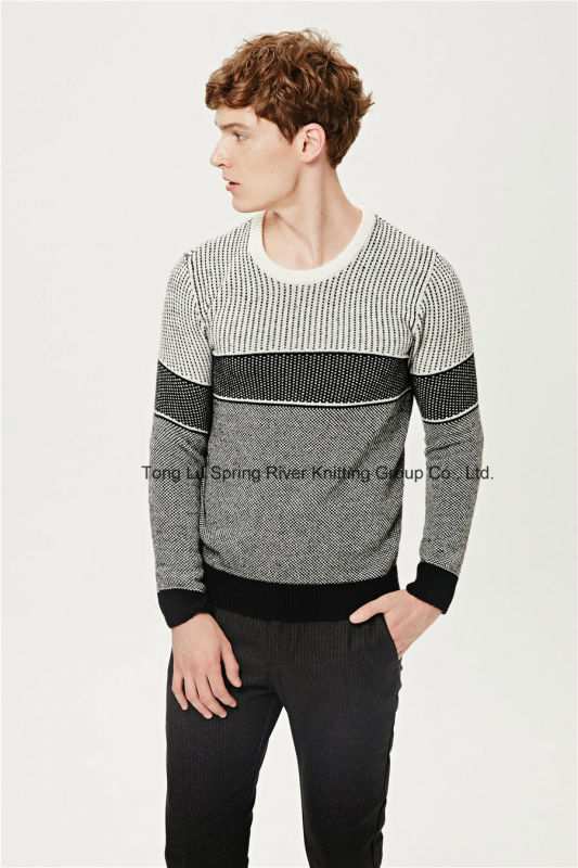 Striped Round Neck Knit Men Sweater