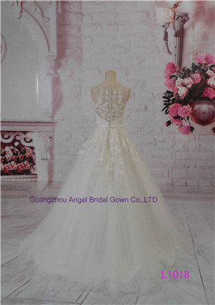 Popular Prinecess Pattern Chapel Train A-Line Bridal Gown Bridal Sash