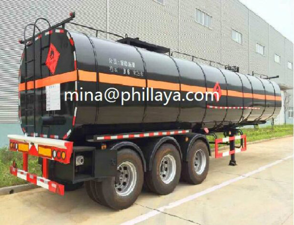 36cbm Diesel Burner Heated Bitumen Tanker with Tri-Axle Trailer Chassis