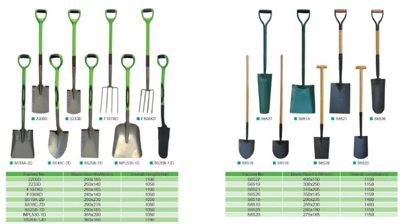 Different Type of Shove Spade Garden Tools Agricultural Tools Wth Handle