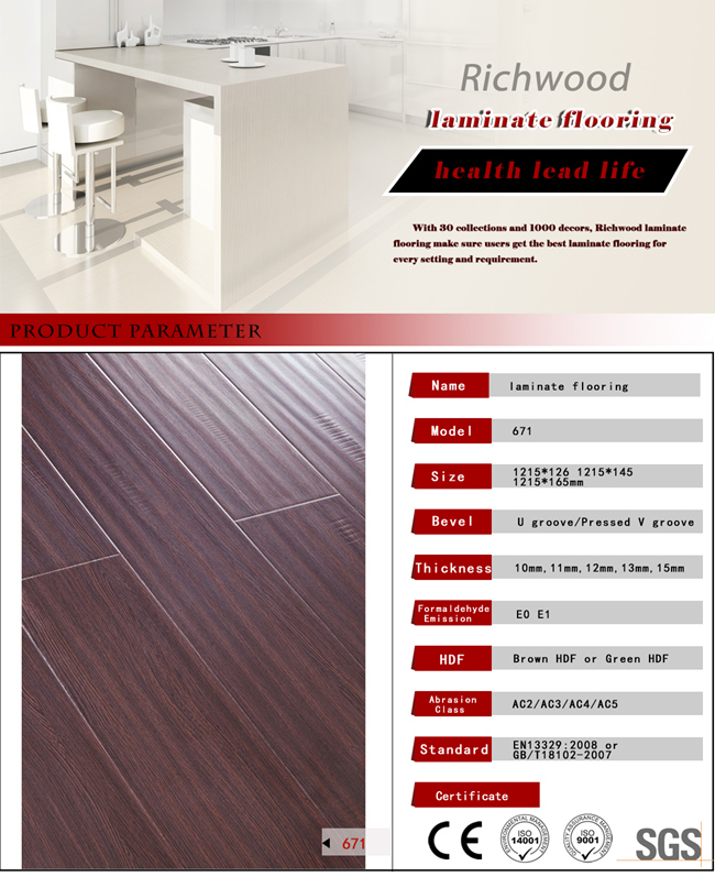 Handscraped Vinyl Plank Laminated Laminate Wood Wooden Flooring