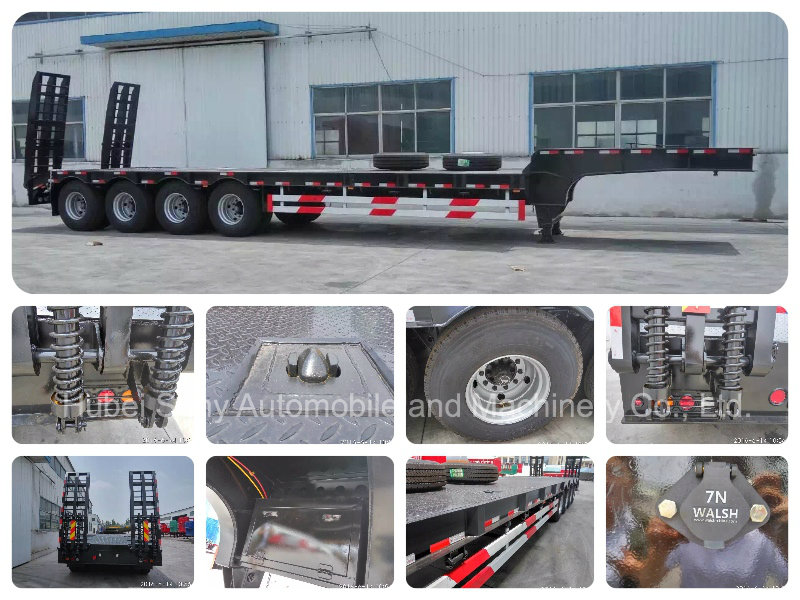 25t - 200tons 4 Axles Low Bed Semi Truck Trailer