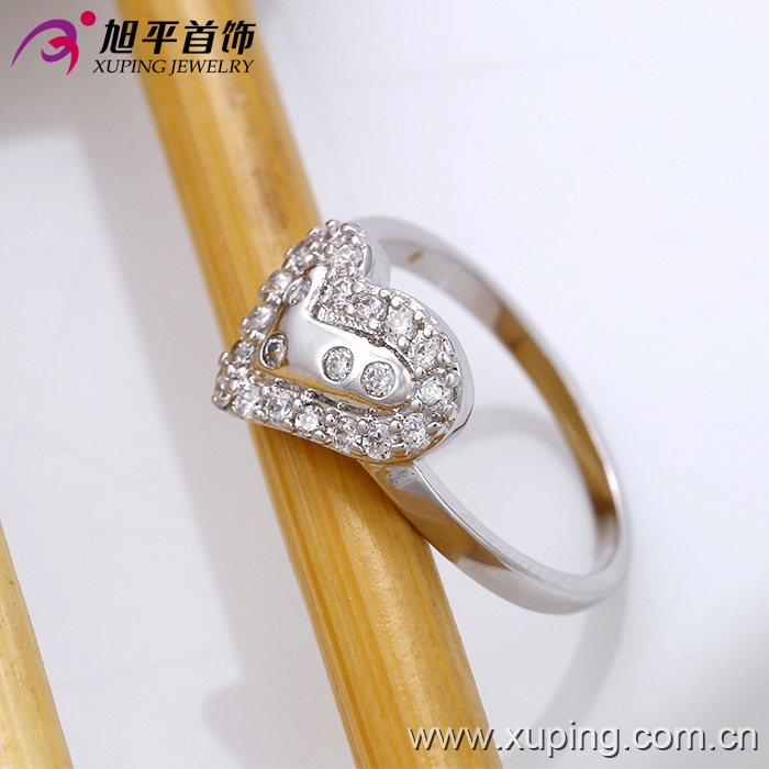 Fashion Women Elegant Heart-Shaped Silver -Plated Jewelry CZ Crystal Finger Ring -10122