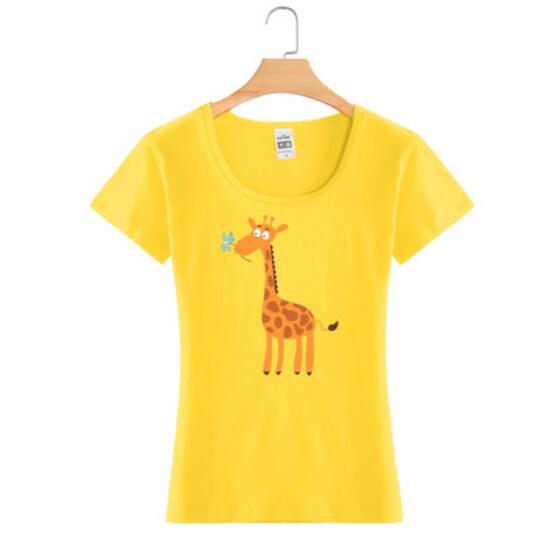 Giraffe Printing Fashion Custom Cotton Wholesale Girl Tee T Shirt