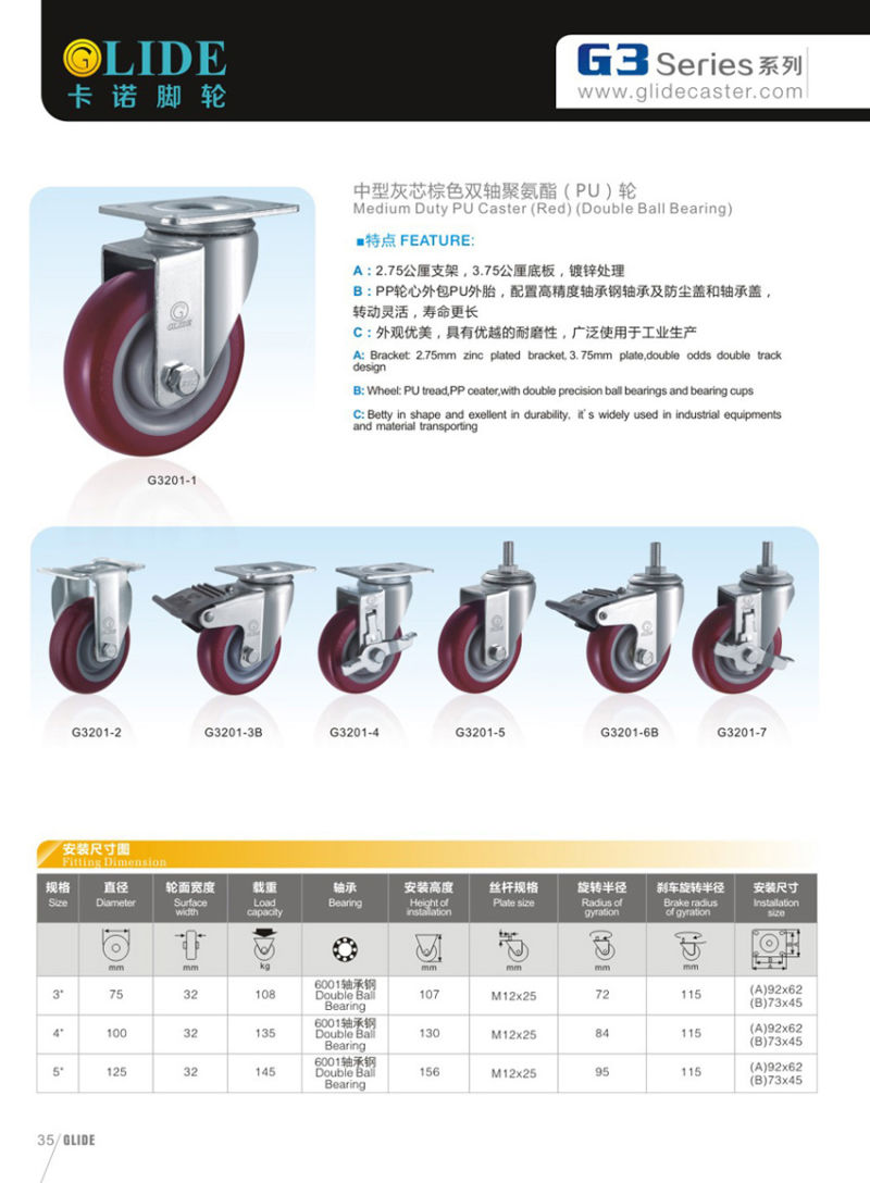 Medium Duty PU Swivel Caster (G3201)