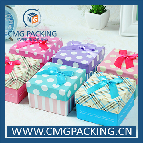 Customized Printed Small Gift Box with Silk Ribbon (CMG-MAY-005)