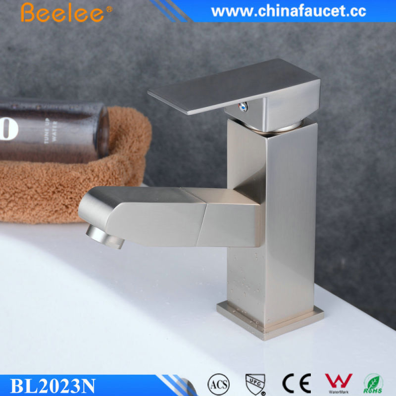 Beeleee Modern Brushed Nickel Bathroom Pull out Basin Faucet