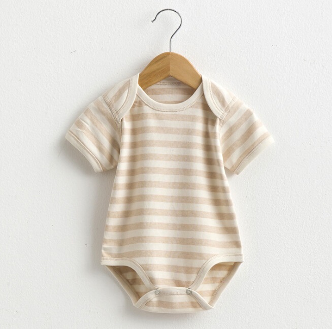 Summer Organic Cotton Baby Short Sleeve Striped Romper