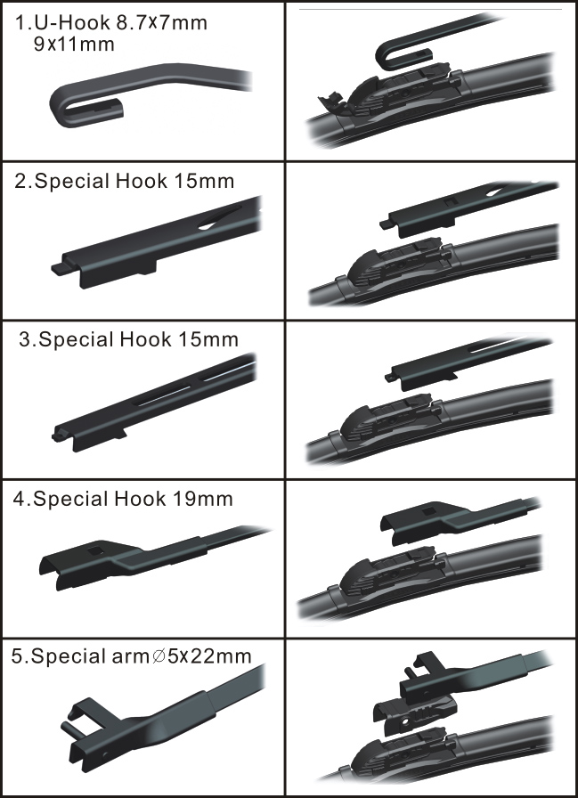 Multi-Adaptor Hybrid Wiper Blade-Car Parts (T190)